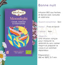 Violette rechteckige präsentationsbox von shotima zen’arôme kamille schlafenszeit bio kräutertee mit johannisbrot und baldrian