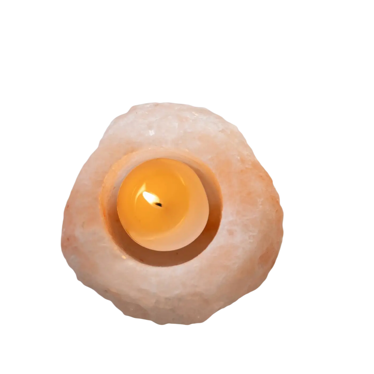 Zen'Arome Himalaya-Salzkristall-Teelichthalter aus handgeformtem Salz für eine gemütliche Beleuchtung, 500g.