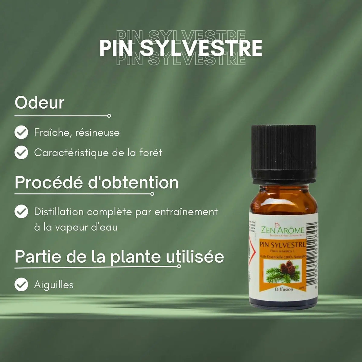 Zen'Arôme Kiefern-Ätherisches Öl, 10 ml, natürliches ätherisches Öl mit Kiefern-Duft, für Aromatherapie und Entspannung