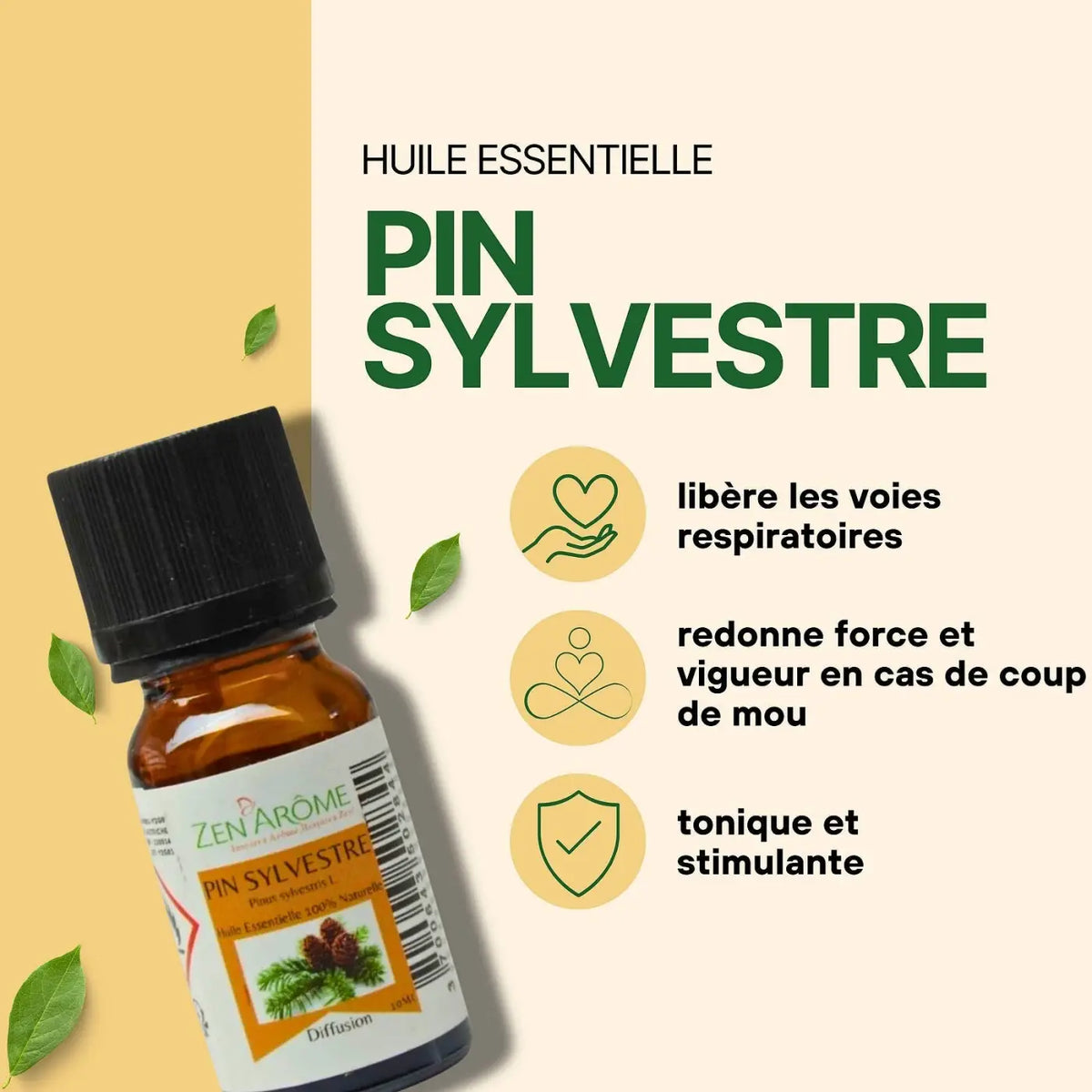 Kiefern-Ätherisches Öl von Zen'Arôme, 100 % natürlich, in 10 ml Flasche, ätherisches Öl für Aromatherapie und Entspannung