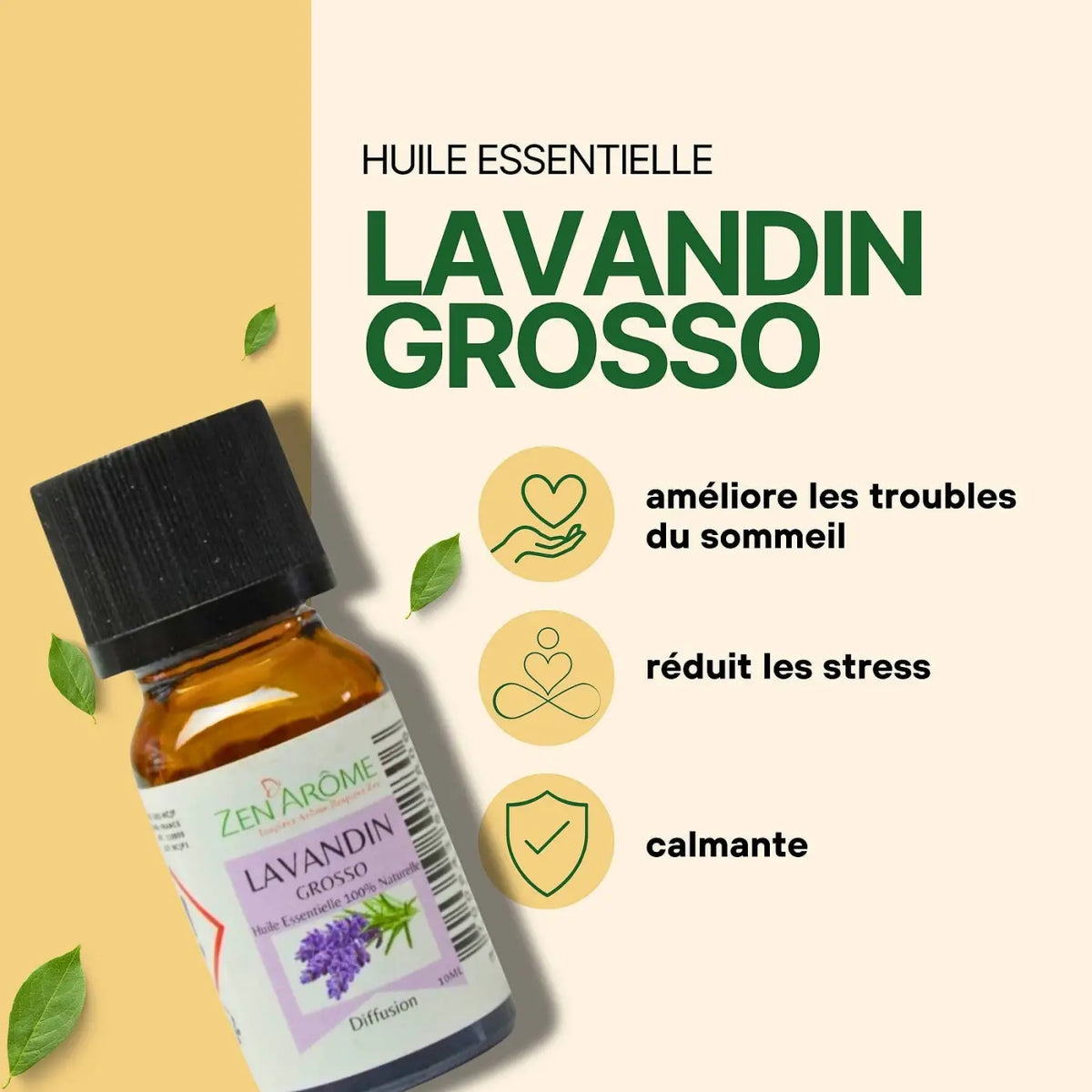 Zen'Arôme Lavandin Grosso ätherisches Öl in 10 ml Flasche, natürliches ätherisches Öl für Aromatherapie und Entspannung