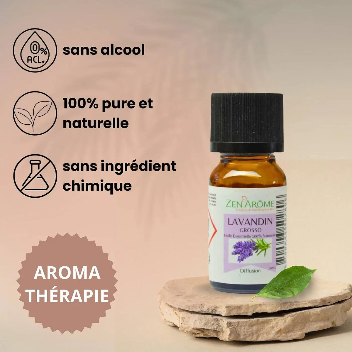 Zen'Arôme Lavandin Grosso ätherisches Öl in 10 ml Flasche, 100 % natürlich, aromatisches Lavendelöl für Entspannung und Wohlbefinden