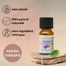 Ein kleines bernsteinfarbenes glasfläschchen lavandin grosso ätherisches öl von zen arôme ohne terpenentfernung komplette dampfdestillation
