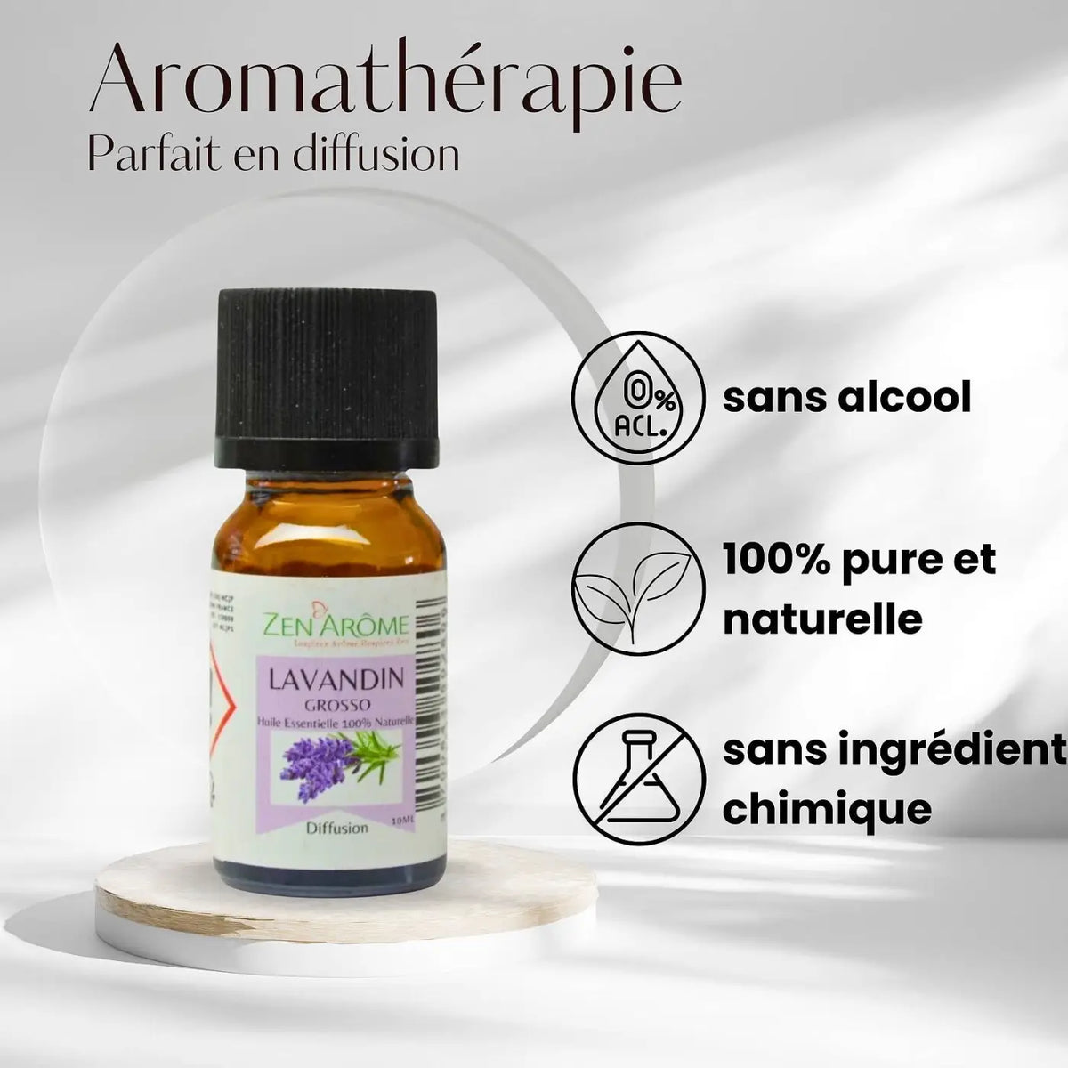 Ätherisches Lavandin Grosso Öl von Zen'Arôme, 10 ml, natürliches Lavendelöl in dunkler Flasche, ideal für Aromatherapie und Wellness