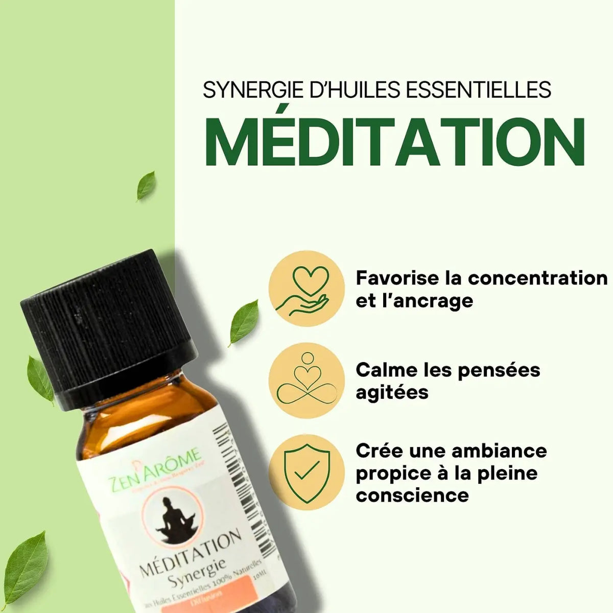 Zen'Arôme Meditations-Ätherisches Öl für Diffusor, 10 ml, natürliche Mischung zur Aromatherapie und Entspannung