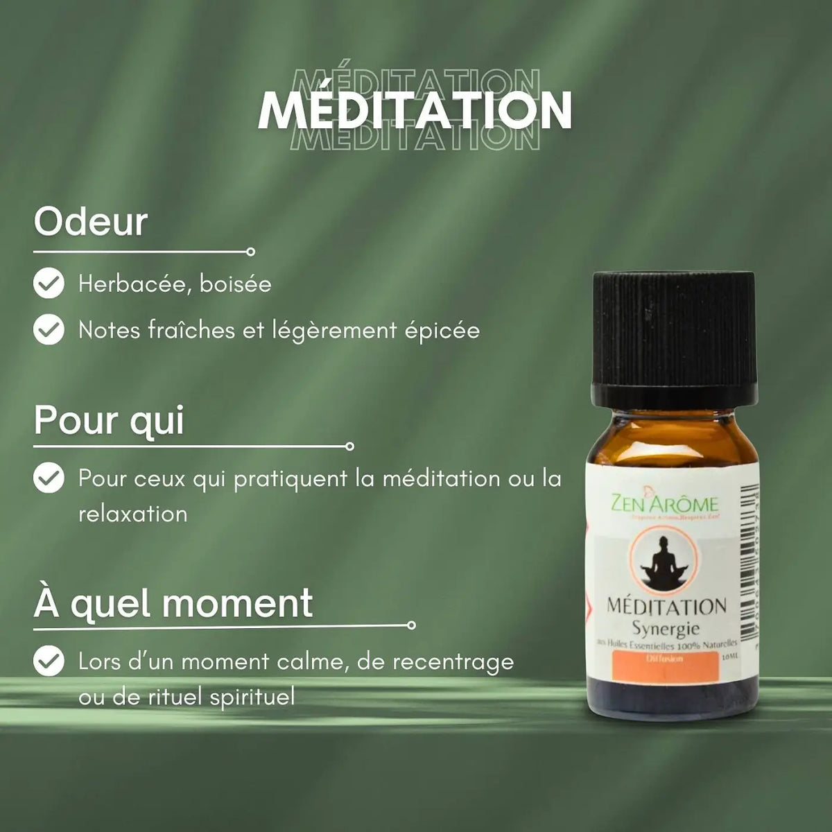 Zen'Arôme Meditations-Ätherisches Öl für Diffusor, 10 ml Flasche mit natürlicher Ölmischung für Entspannung und Achtsamkeit