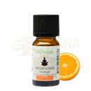 10ml bernsteinfarbenes glasfläschchen mit schwarzem rippverschluss und zen arome meditation essential oil im mana shop