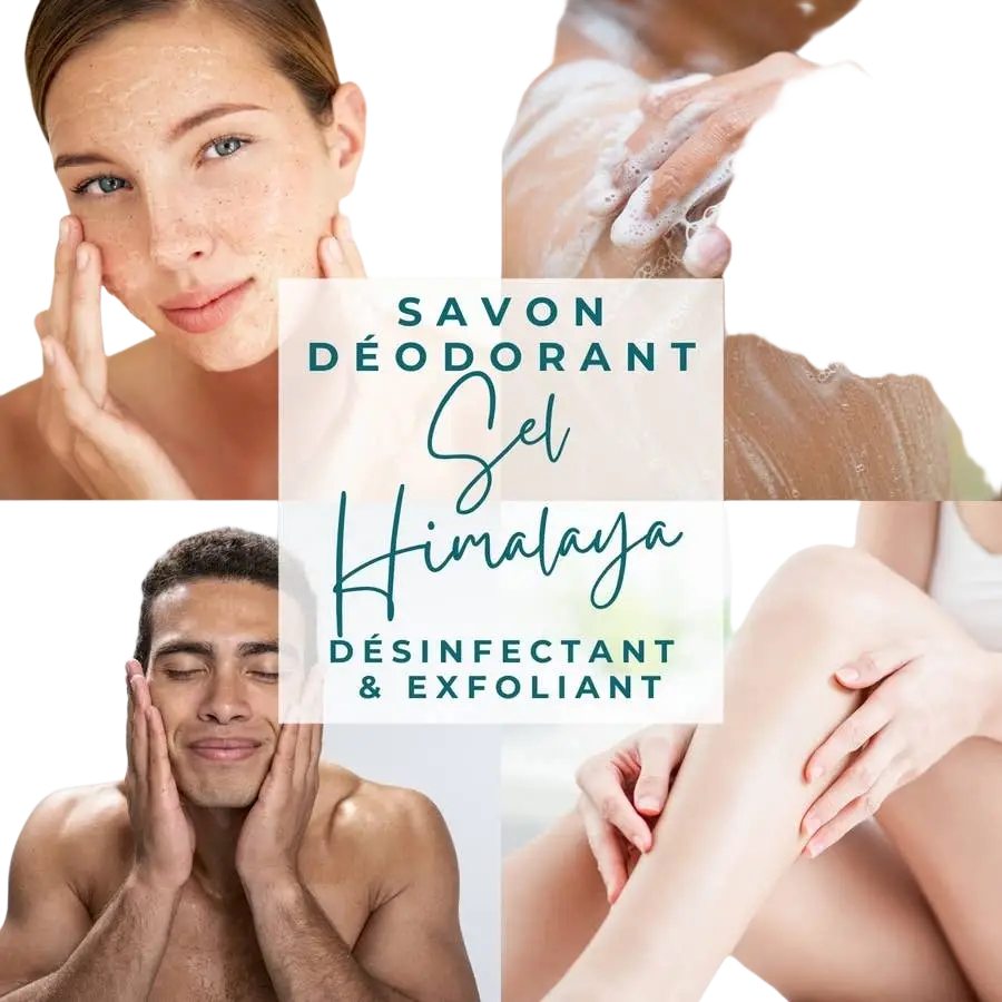 Natürliche Himalaya-Salzseife von Zen'Arome für Gesicht, Peeling und Reinigung, mit sichtbarer Salzstruktur und sanfter Textur