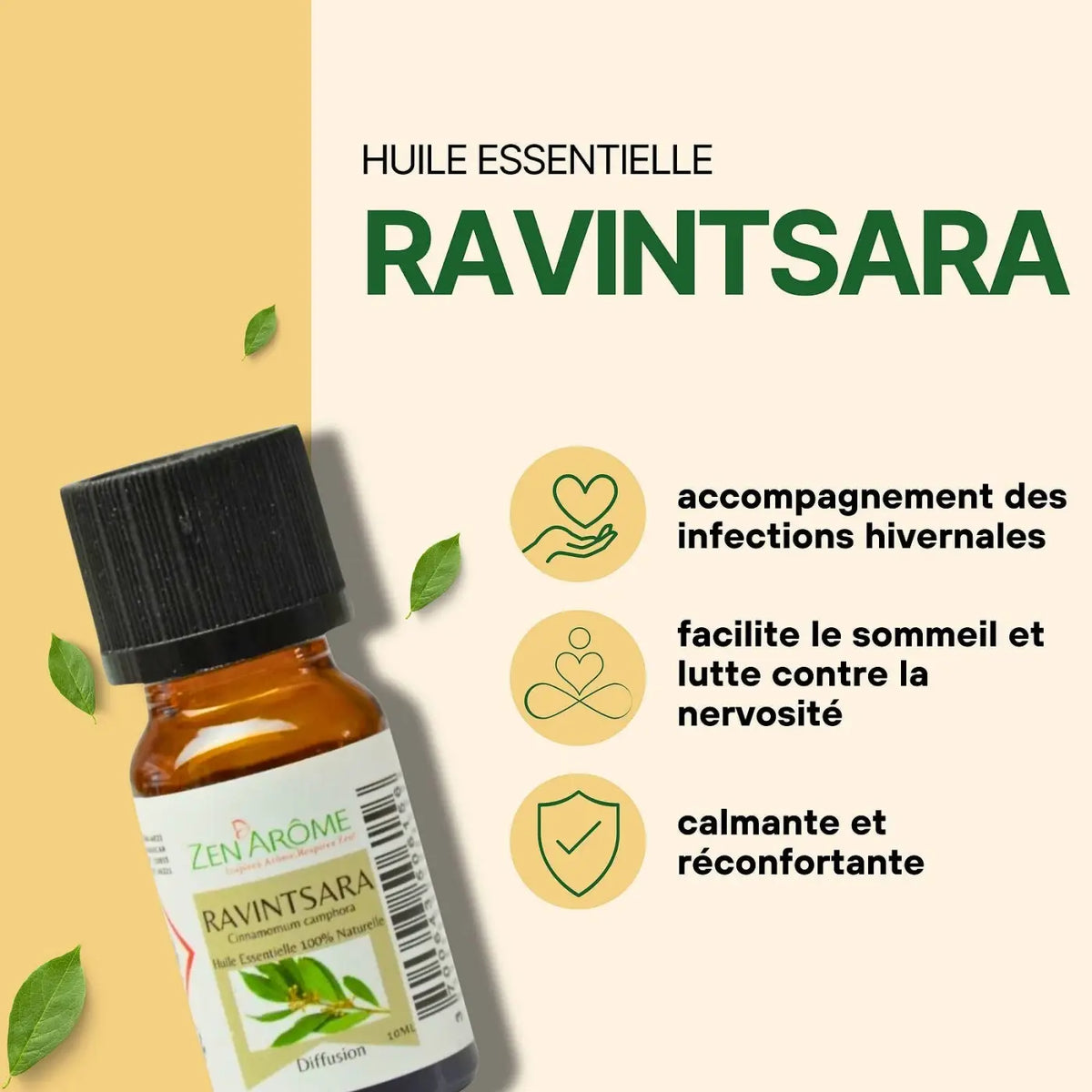 Zen'Arôme Ravintsara ätherisches Öl in 10 ml Flasche, natürliches ätherisches Öl für Aromatherapie und Wellness.