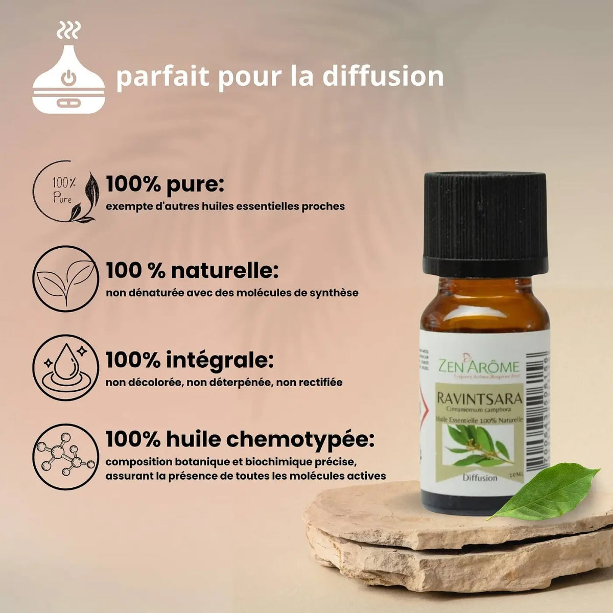 Zen'Arôme Ravintsara ätherisches Öl in 10 ml Flasche, natürliches ätherisches Öl für Aromatherapie und Wellness