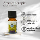 Ein kleines bernsteinfarbenes glasfläschchen zen arôme douce nuit synergie mit natürliche ätherische öle duftkomposition für diffuser