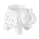 Weißer keramischer tandor wax warmer in elefantenform mit dekorativen perforationen und glänzendem finish