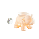 Cremefarbener tandor wax warmer aus weißer keramik in elefantenform mit glänzender oberfläche und dekorativen perforationen