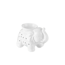 Weißer keramischer tandor wax warmer in elefantenform mit dekorativen perforationen und glänzendem finish