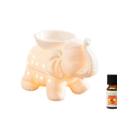 Weißer keramischer tandor wax warmer in elefantenform mit leuchtenden punkten zur duftwachsverdampfung