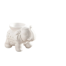 Weißer keramischer tandor wax wärmer elefantenform mit dekorativen perforationen und glatter glänzender oberfläche