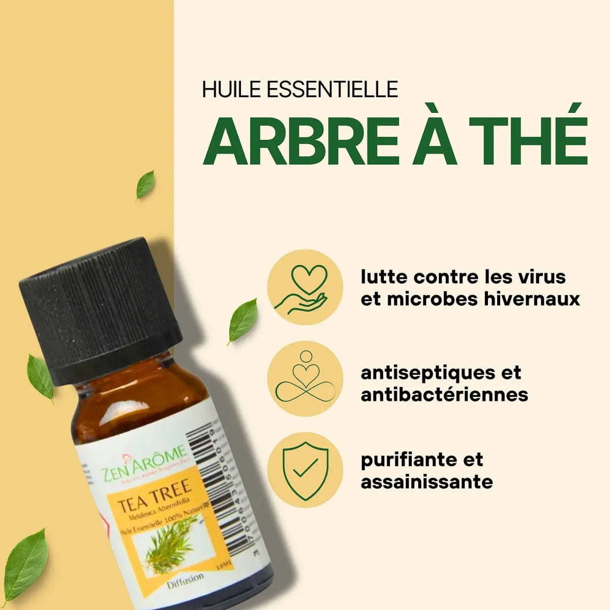 Zen'Arôme Teebaum-Ätherisches Öl, 100 % natürlich, 10 ml Flasche, reines ätherisches Öl für Aromatherapie und Hautpflege