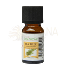 Kleine bernsteinfarbene glasflasche mit schwarzem gewindedeckel und weißem zen arome etikett teebaum ätherisches öl 100 % natürlich 10 ml hergestellt durch dampf destillation manashop bild vergrößern