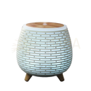 Weiß texturierter aroma diffuser zenarome lina mit holzdeckel led-beleuchtung usb fragrance essential oils
