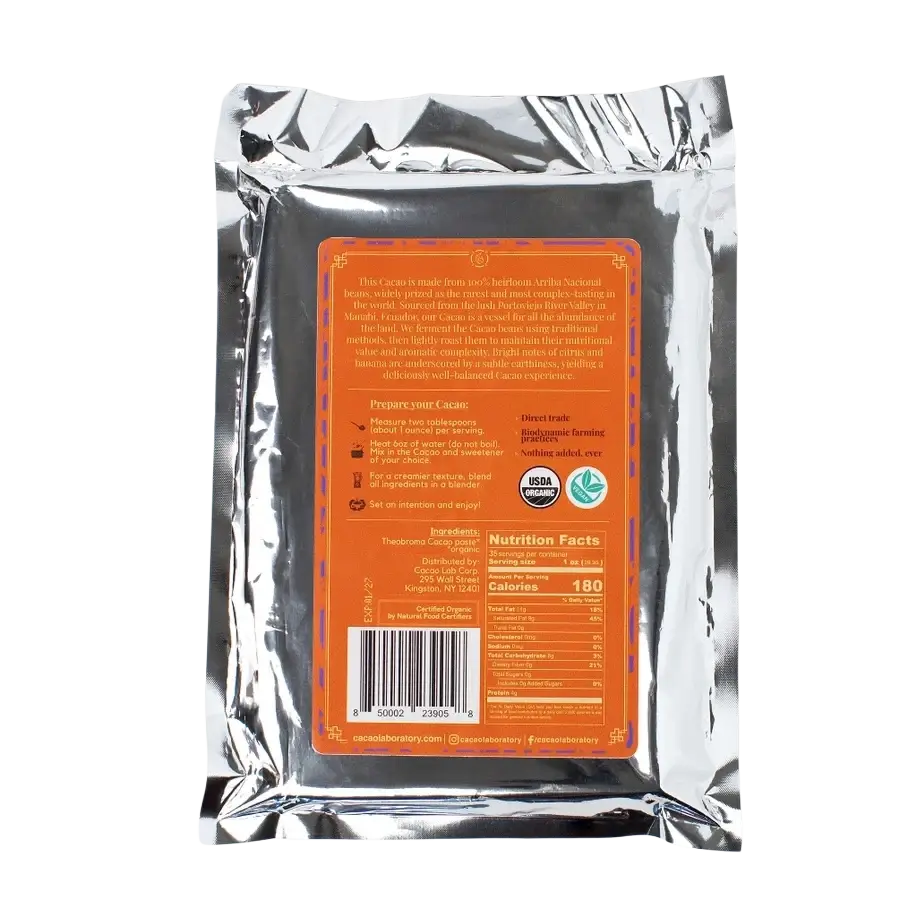 Zeremonieller Kakao, 100% Arriba Nacional Kakaopaste von Cacao Lab, Ecuador, für Süßigkeiten und Snacks, 1kg Packung