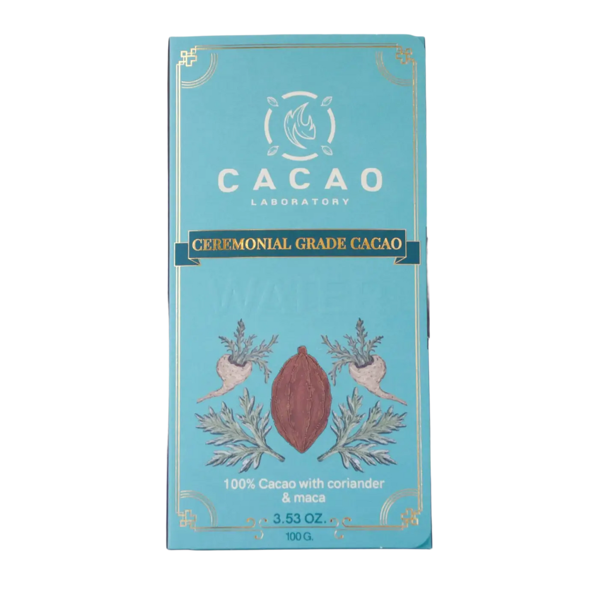 Zeremonieller Kakao Cacao mit Wasserelement, Koriander und Maca, in hochwertiger Qualität, als Süßigkeit oder Snack.