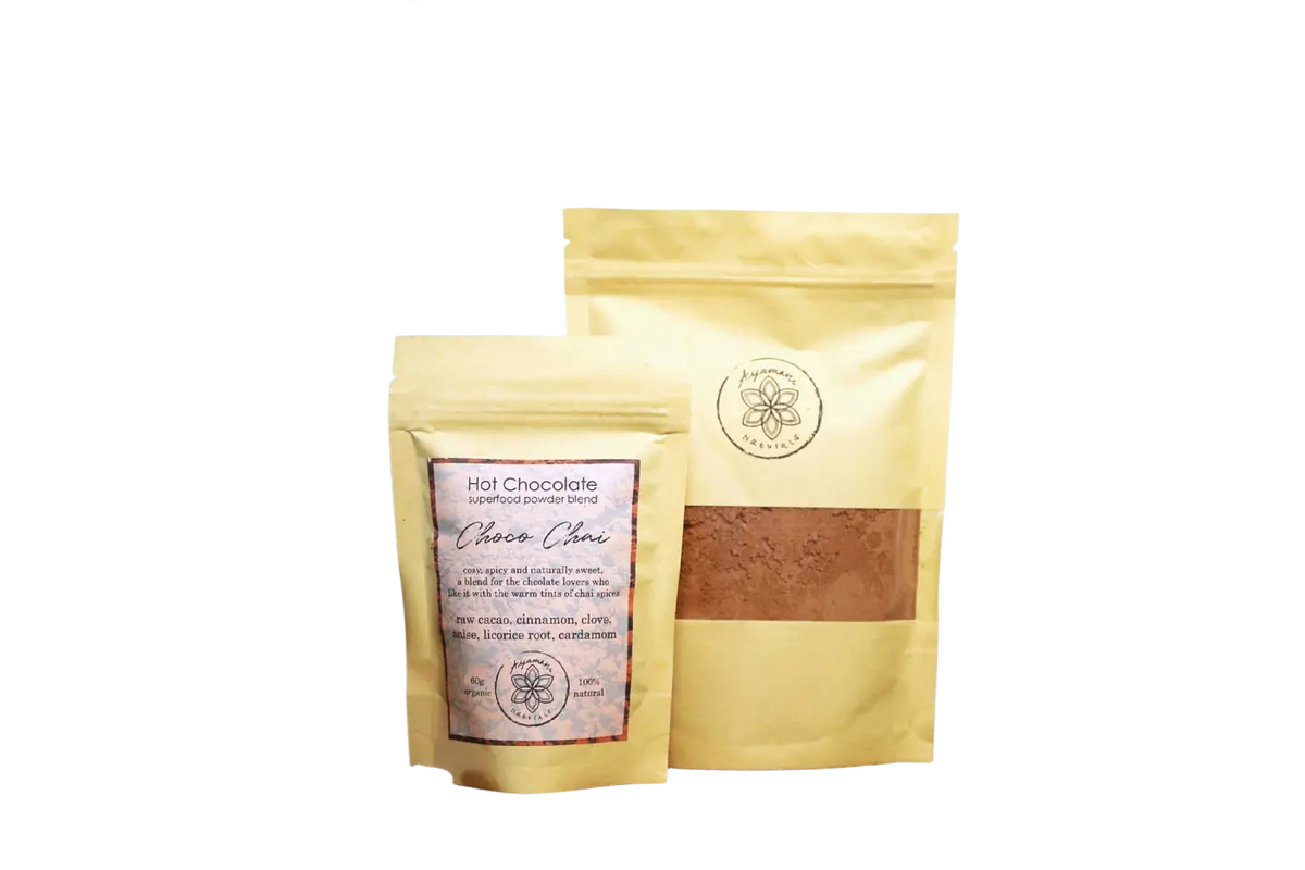 Zeremonieller Kakao Choco Chai mit Reishi, Chaga und Pilzen, Heißschokolade, Ayamani Naturals, Süßigkeiten & Snacks