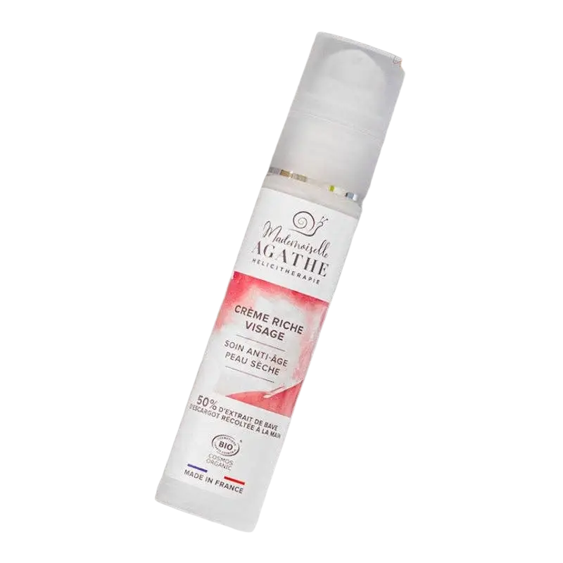 Mademoiselle Agathe Bio-Gesichtscreme mit 50% Schneckenschleim-Extrakt, natürliche Anti-Aging Pflege für das Gesicht