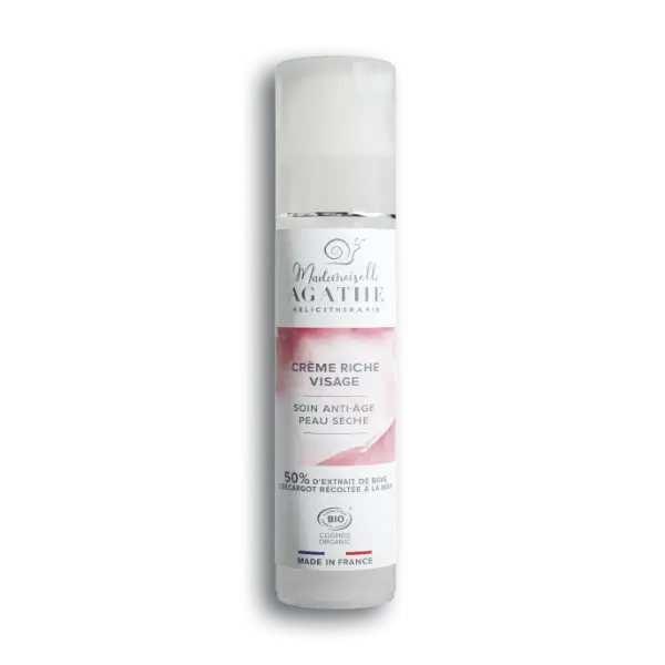 Mademoiselle Agathe Bio-Gesichtscreme mit 50% Schneckenschleim-Extrakt, Anti-Aging, natürliche Gesichtspflege in Cremetube