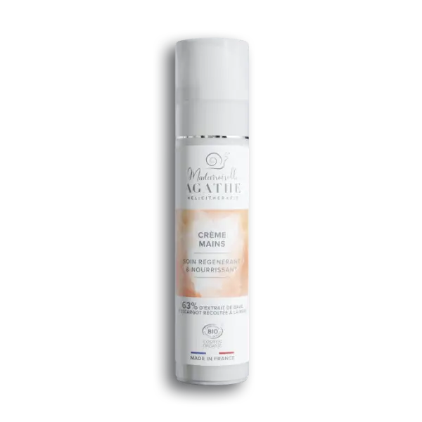 Mademoiselle Agathe Bio-Handcreme mit Schneckenschleim für Hände und Füße, feuchtigkeitsspendende und zertifizierte Naturkosmetik.
