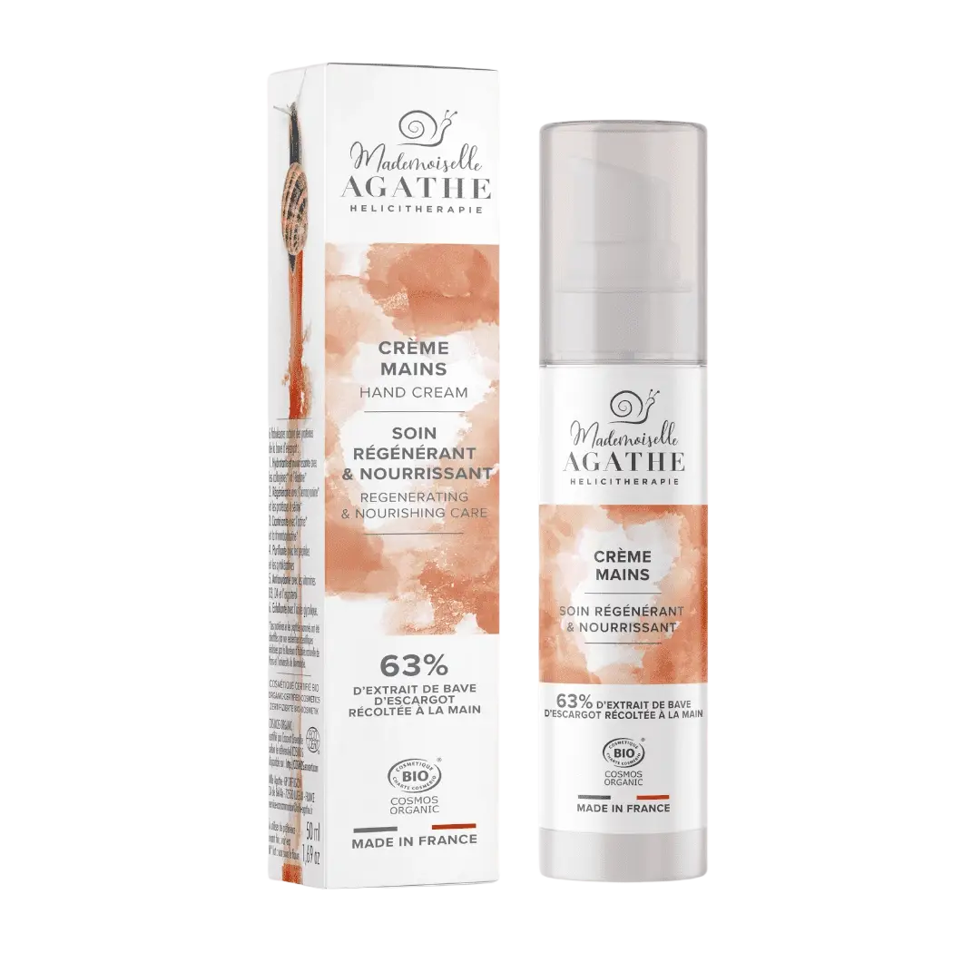 Zertifizierte Bio-Handcreme von Mademoiselle Agathe mit Schneckenschleim für Hände und Füße, pflegend und feuchtigkeitsspendend