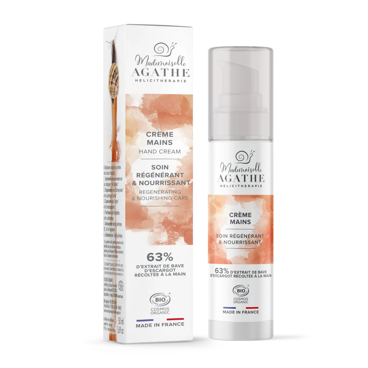 Mademoiselle Agathe Bio-Handcreme mit Schneckenschleim für Hände und Füße, feuchtigkeitsspendende Naturkosmetik, zertifiziert.