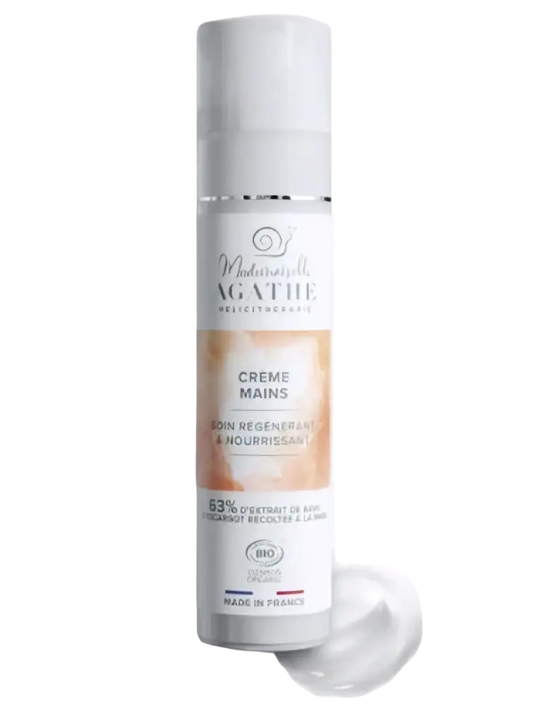 Mademoiselle Agathe Bio-Handcreme mit Schneckenschleim für Hände und Füße, pflegt und revitalisiert die Haut.