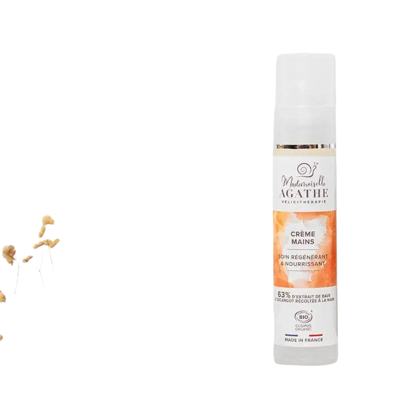 Mademoiselle Agathe Bio-Handcreme mit Schneckenschleim für Hände und Füße, pflegt und regeneriert die Haut natürlich.