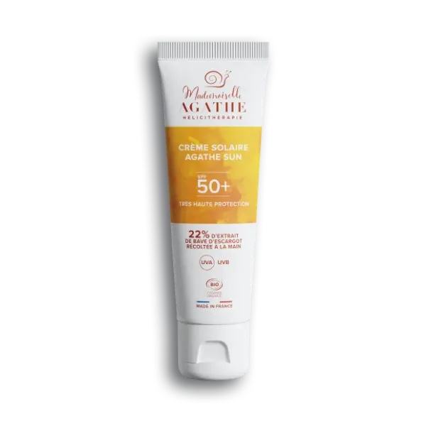 Gesichts-Sonnenschutzcreme von Mademoiselle Agathe mit Lichtschutzfaktor 50+, zertifizierter Bio-Sonnenschutz, ungetönt und natürliche Pflege