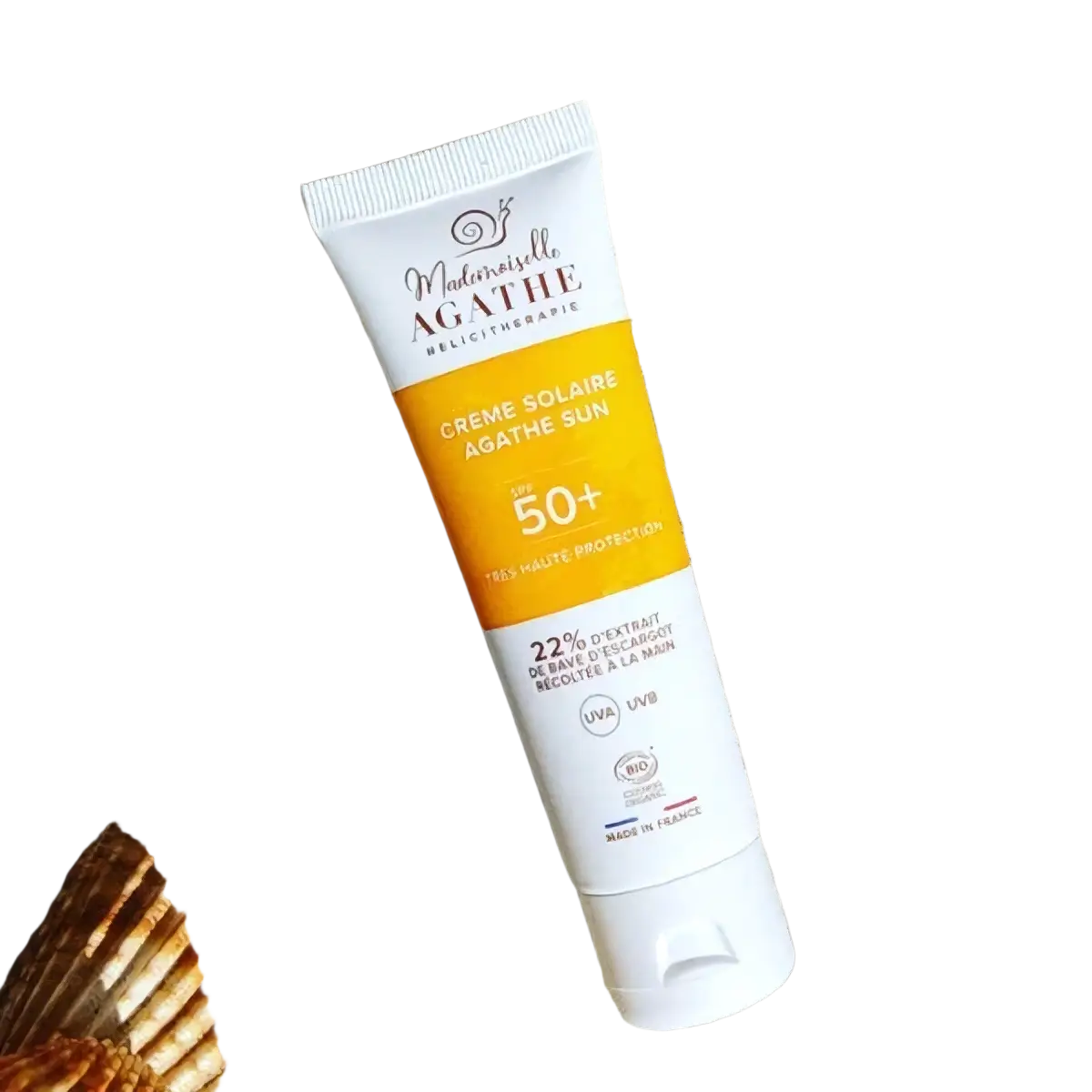 Mademoiselle Agathe Bio-Gesichtssonnenschutzcreme mit Lichtschutzfaktor 50+, ungetönt, natürliche Sonnenschutzcreme.
