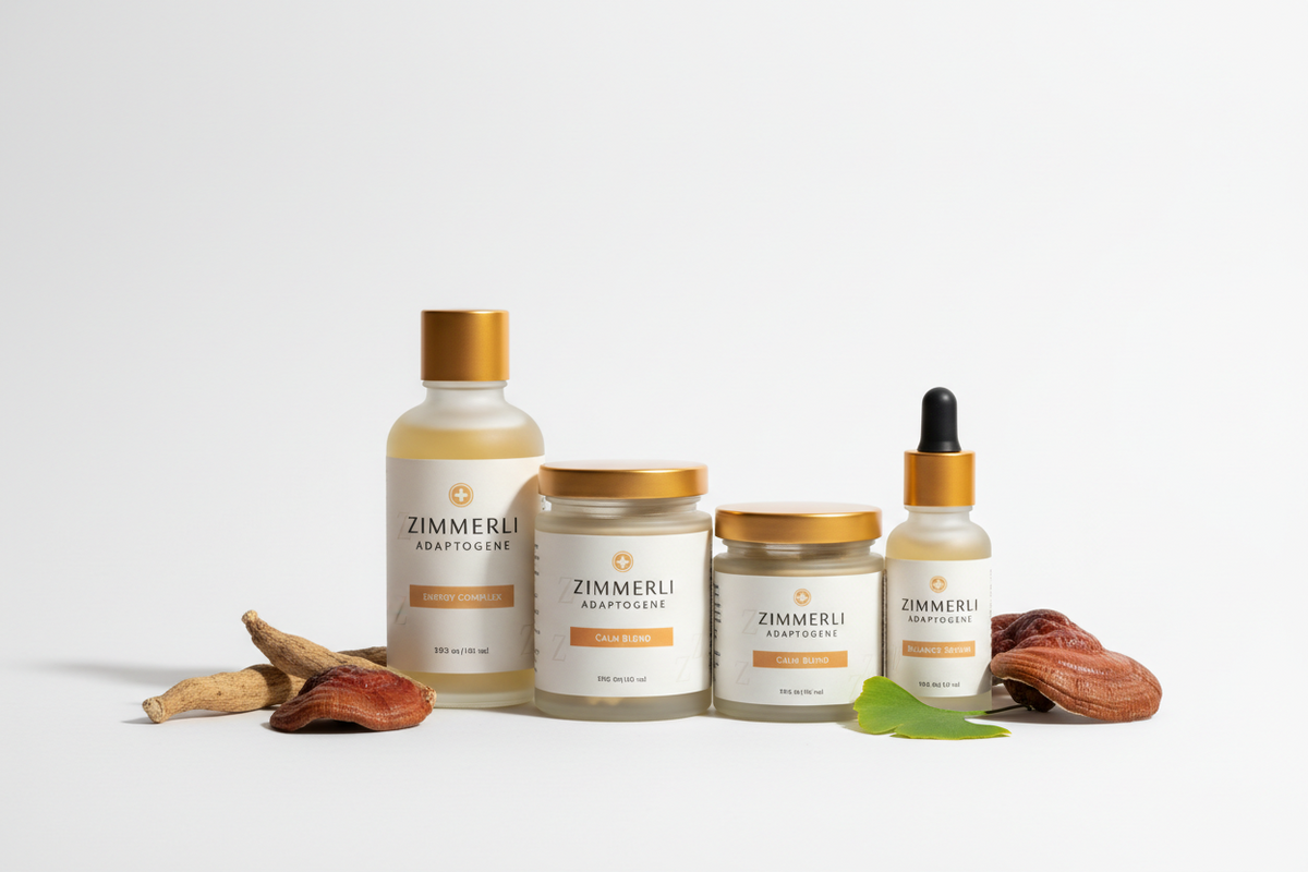 Zimmerli Adaptogene Set mit Energy Complex, Calm Blend und Vitality Serum.