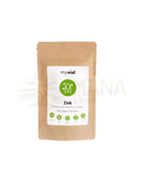 Braune pouch myvial zink tabletten 25mg vegan mit weißem etikett für haut haar nägel und wound healing