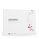 Zinzino BalanceTest Fettsäuren-Selbsttest mit Trockenblut, Nahrungsergänzung, zeigt Testkit mit Teststreifen und Anleitung